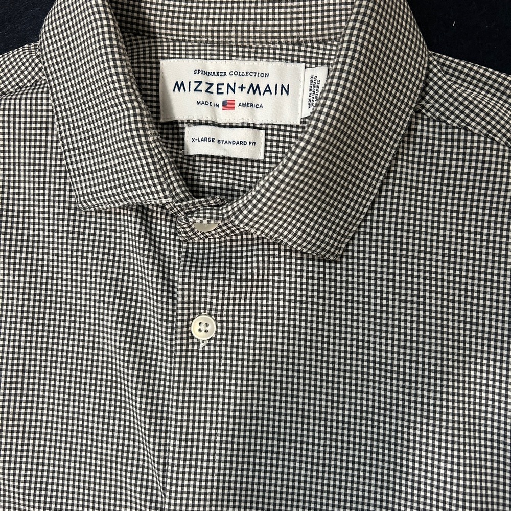 Mizzen+Main Monochrome Gingham Men's Shirt - Picture 5 of 5